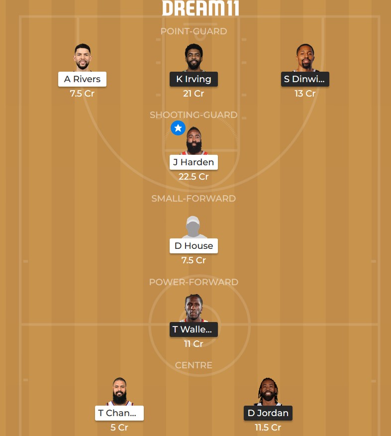 Dream 11 Brooklyn Nets vs Houston Rockets team line-up