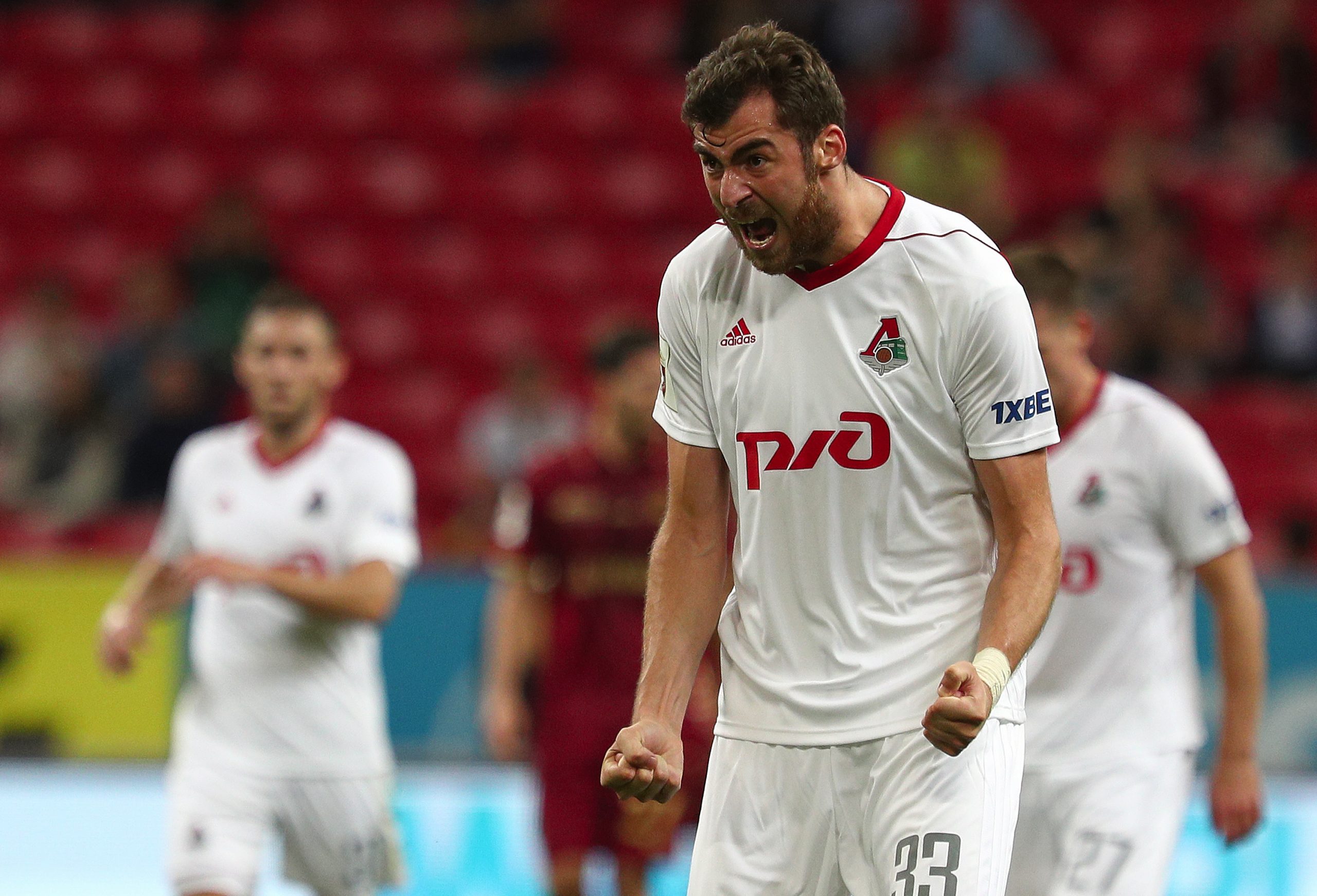 Solomon Kvirkvelia of FC Lokomotiv Moscow celebrates during the Russian Premier League match between FC Rubin Kazan and FC Lokomotiv Moscow at Kazan Arena stadium on August 9, 2017 in Kazan, Russia. (Getty Images)