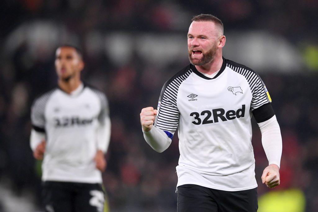 34-year-old Wayne Rooney in action for Derby County. (Getty Images)
