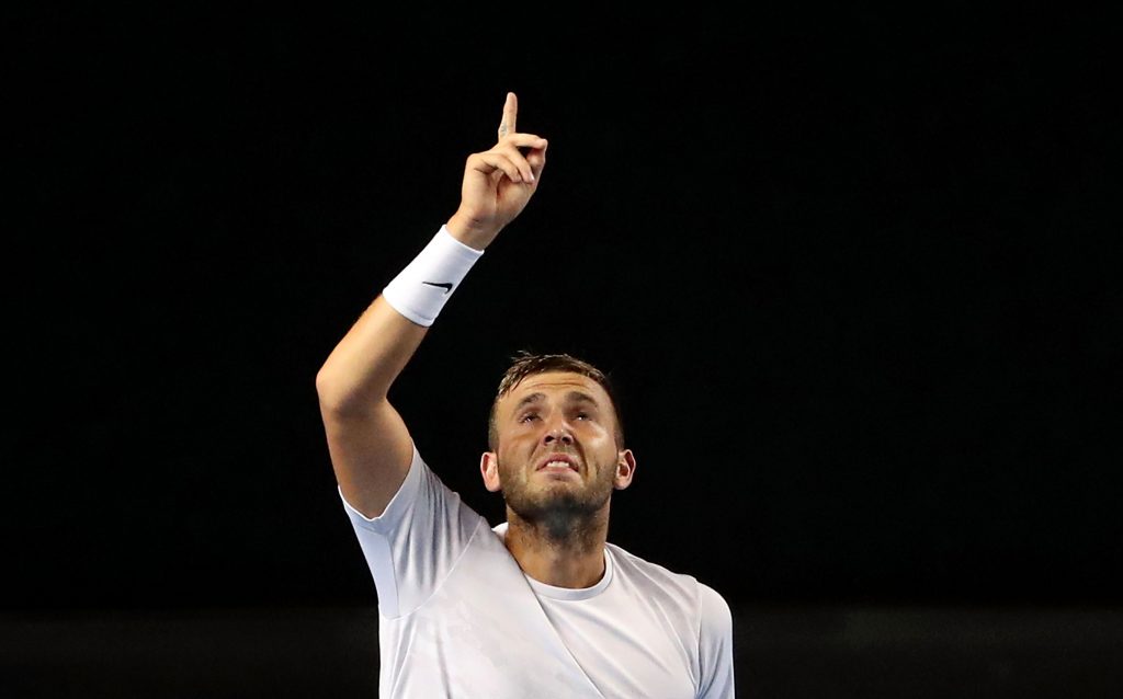 Dan Evans celebrates during the 2017 Australian Open.