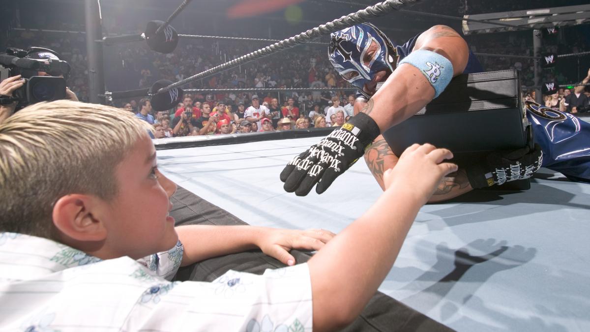 Dominik and Rey Mysterio during SummerSlam 2005