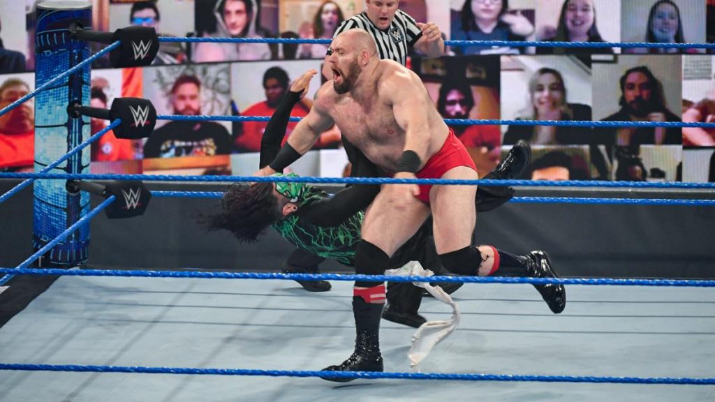 Lars Sullivan against Jeff Hardy. (WWE)