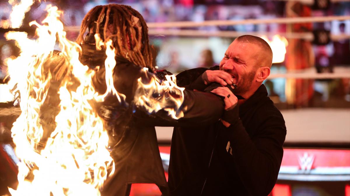 The Fiend/Bray Wyatt was set on fire at TLC 2020 by Randy Orton
