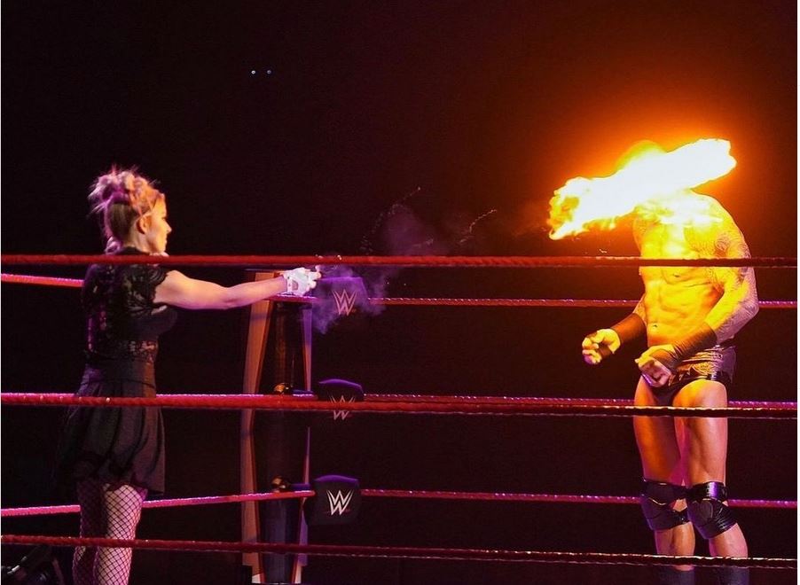 Alexa Bliss blasted Randy Orton with a fireball