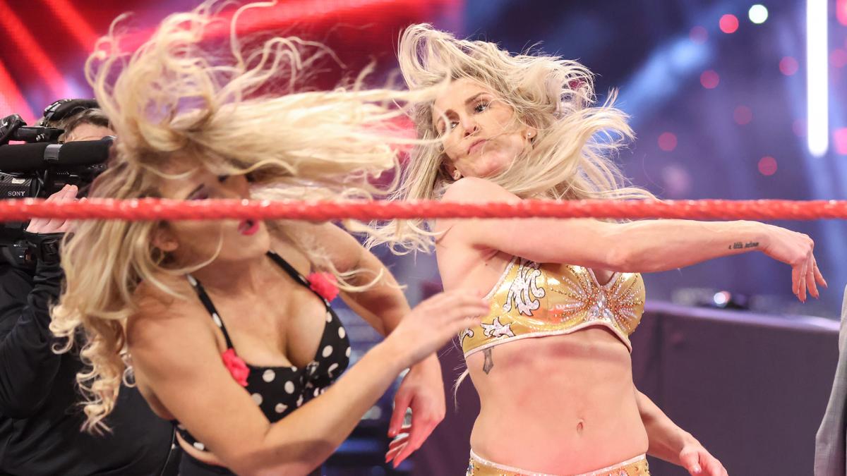 Charlotte Flair slapped Lacey Evans on Raw (WWE). 
