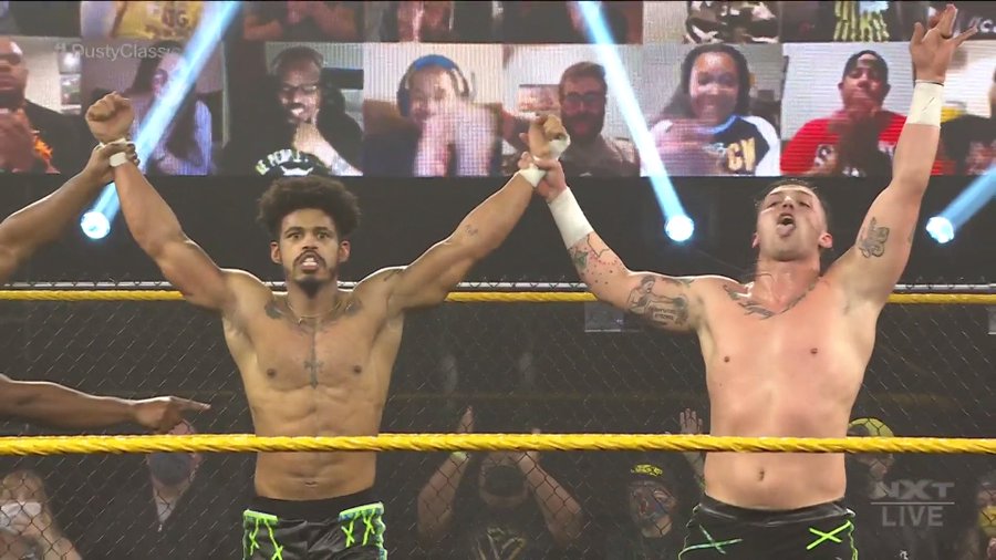 MSK celebrate their win on their WWE NXT debut. (WWE)