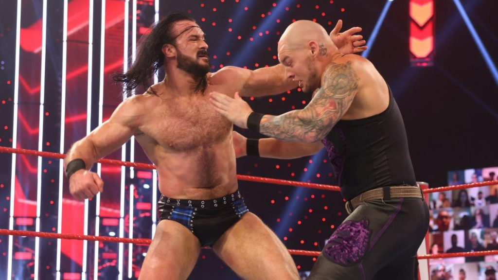 Drew McIntyre against Baron Corbin on RAW ahead of WrestleMania 37.