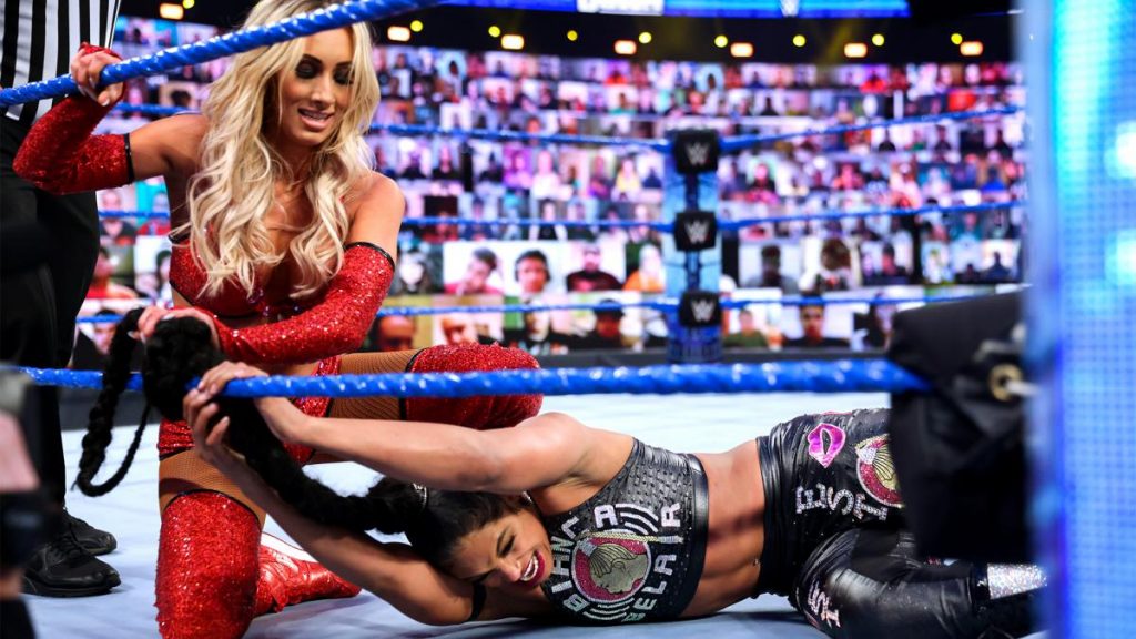 Carmella in action against Bianca Belair