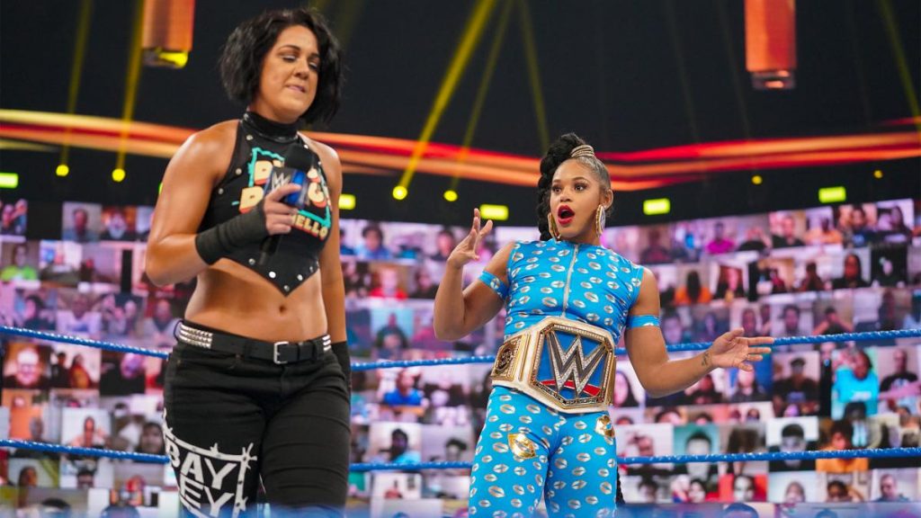 Bianca Belair and Bayley on SmackDown. (WWE)