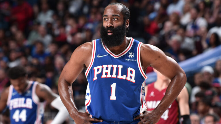 Why is James Harden not playing for the 76ers?