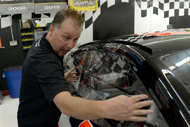 Furniture Row Racing shop foreman Johnny Roten talks about how the window is taken out in an emergency.