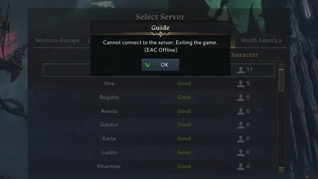 Lost Ark EAC Offline Error