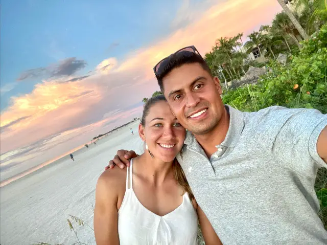 Nicole Melichar-Martinez with husband