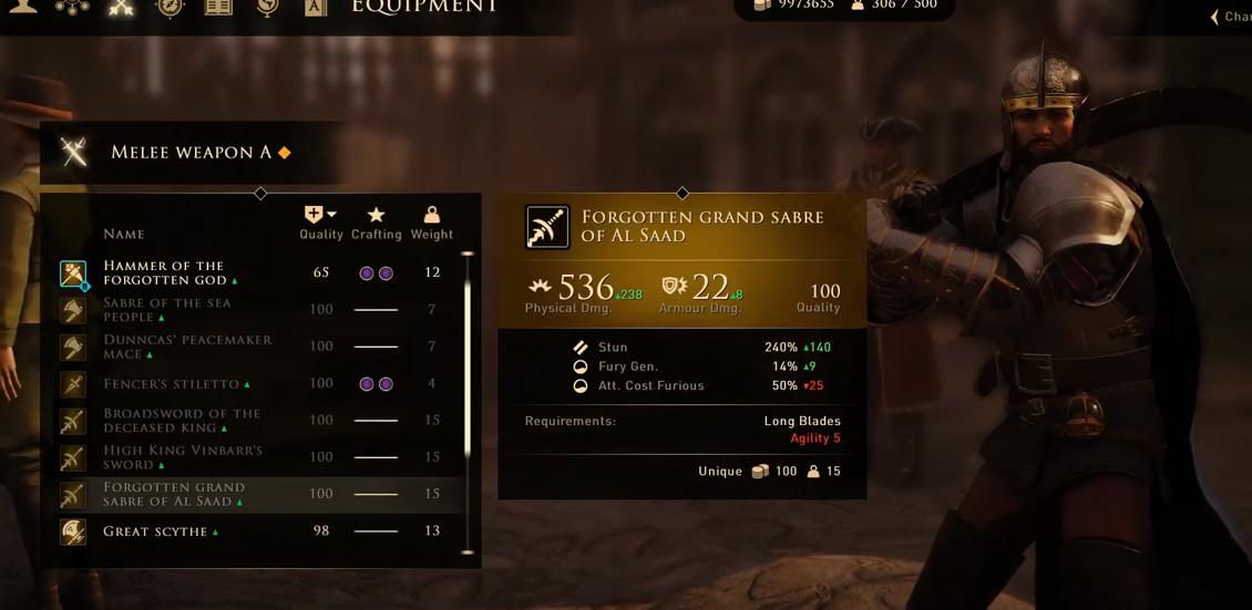 Forgotten Grand Sabre of Al Saad | Greedfall Legendary Weapons