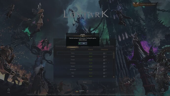 Lost Ark EAC Offline Error 